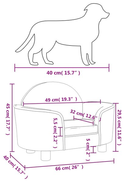 VidaXL Κρεβάτι Σκύλου Κρεμ 66 x 40 x 45 εκ. Βελούδινο