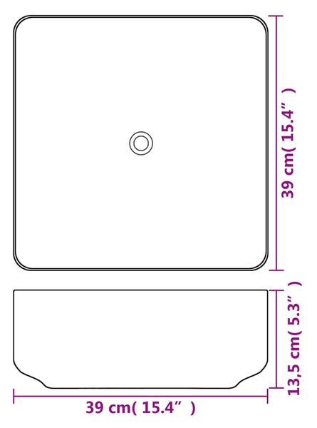 VidaXL Νιπτήρας Τετράγωνος Λευκός 39x39x13,5 εκ. Κεραμικός