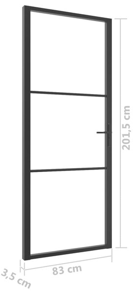 VidaXL Πόρτα Εσωτερική Μαύρη 83 x 201,5 εκ. από Γυαλί ESG / Αλουμίνιο