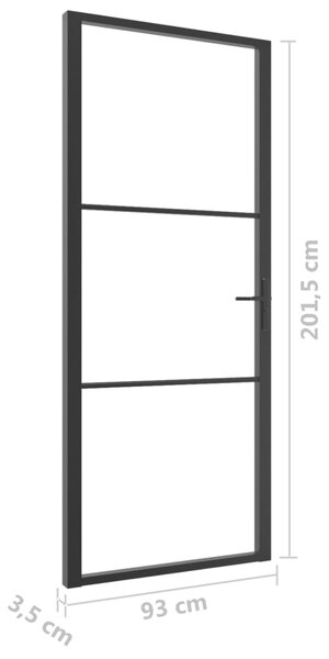 VidaXL Πόρτα Εσωτερική Μαύρη 93 x 201,5 εκ. από Γυαλί ESG / Αλουμίνιο