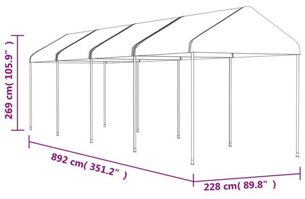 VidaXL Κιόσκι με Τέντα Λευκό 8,92 x 2,28 x 2,69 μ. από Πολυαιθυλένιο