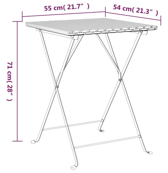 VidaXL Τραπέζι Bistro Πτυσσόμενο Γκρι 55x54x71 εκ. από Συνθετικό Ρατάν