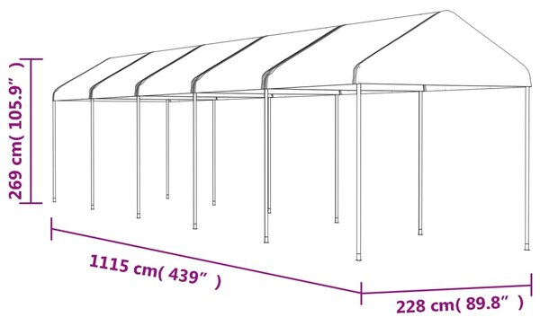 VidaXL Κιόσκι με Τέντα Λευκό 11,15 x 2,28 x 2,69 μ. από Πολυαιθυλένιο