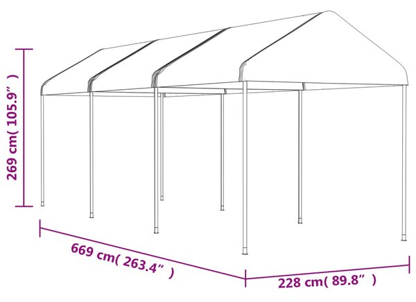 VidaXL Κιόσκι με Τέντα Λευκό 6,69 x 2,28 x 2,69 μ. από Πολυαιθυλένιο