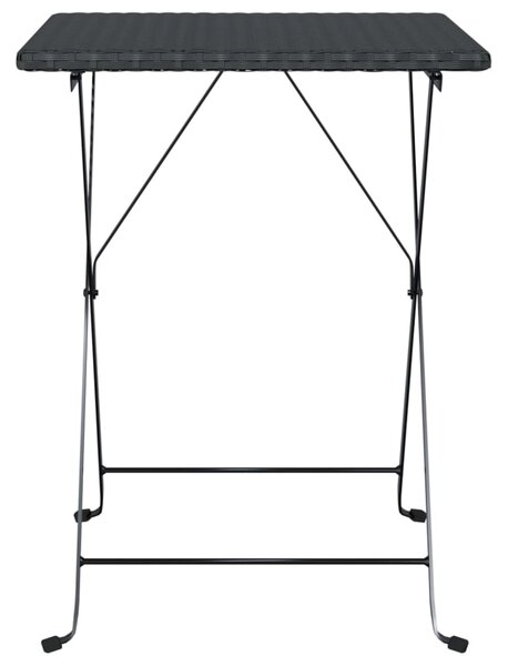 VidaXL Τραπέζι Bistro Πτυσσόμενο Μαύρο 55x54x71 εκ. Συνθετικό Ρατάν