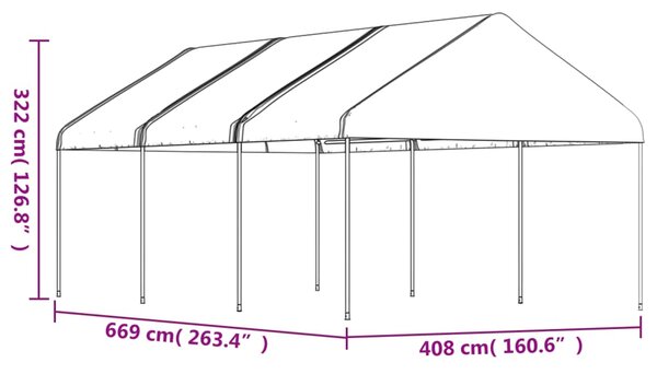 VidaXL Κιόσκι με Τέντα Λευκό 6,69 x 4,08 x 3,22 μ. από Πολυαιθυλένιο