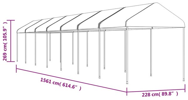 VidaXL Κιόσκι με Τέντα Λευκό 15,61 x 2,28 x 2,69 μ. από Πολυαιθυλένιο