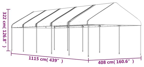 VidaXL Κιόσκι με Τέντα Λευκό 11,15 x 4,08 x 3,22 μ. από Πολυαιθυλένιο