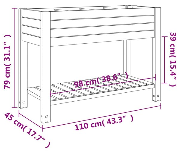 VidaXL Ζαρντινιέρα Κήπου Υπερυψωμένη Λευκή 110x45x79 εκ. Πολυπρ/λένιο