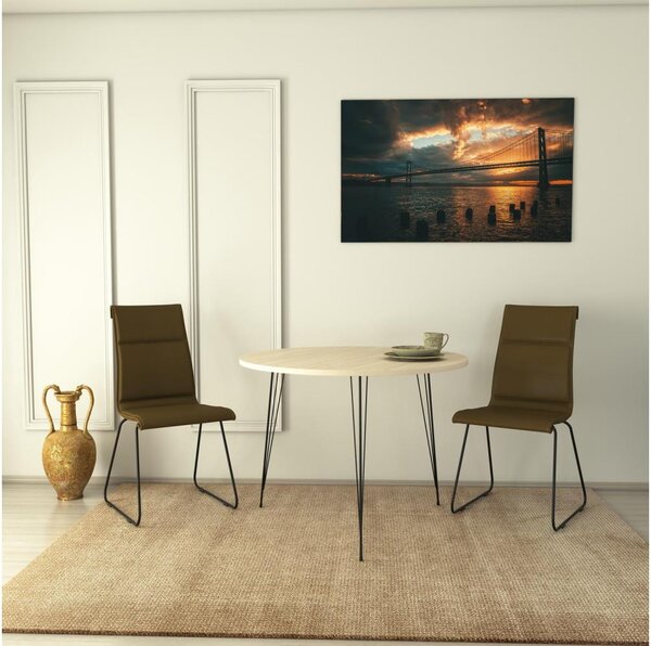 Τραπέζι τραπεζαρίας SANDALF 75x90 cm μπεζ/μαύρο