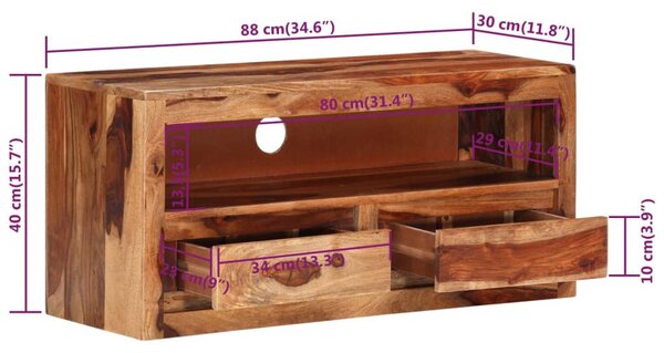 VidaXL Έπιπλο Τηλεόρασης 88x30x40 εκ. από Μασίφ Ξύλο