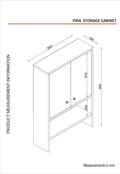 Επιτοίχιο ντουλάπι μπάνιου VIRA 90x59 cm λευκό