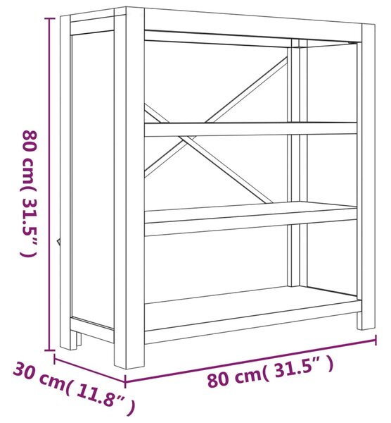 VidaXL Βιβλιοθήκη με 3 Επίπεδα 80x30x80 εκ. Μασίφ Ξύλο Ακακίας