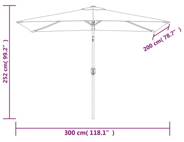 VidaXL Ομπρέλα Κήπου Χρώμα Taupe 300 x 200 εκ. με Μεταλλικό Ιστό