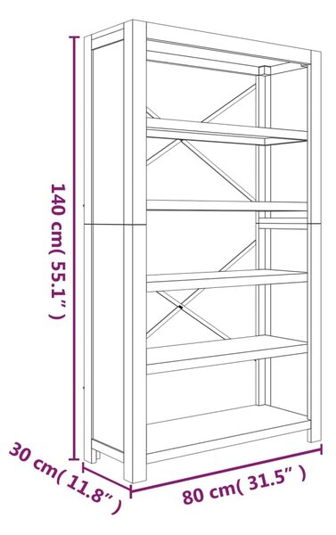 VidaXL Βιβλιοθήκη με 5 Επίπεδα 80 x 30 x 140 εκ. Μασίφ Ξύλο Ακακίας