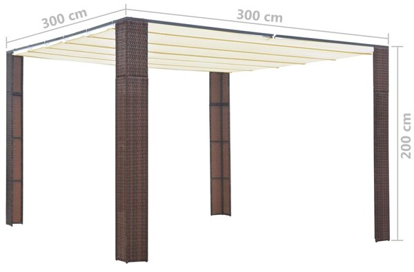 VidaXL Κιόσκι με Οροφή Καφέ/Κρεμ 300x300x200 εκ. από Συνθετικό Ρατάν