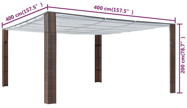 VidaXL Κιόσκι με Οροφή Καφέ/Κρεμ 400x400x200 εκ. από Συνθετικό Ρατάν