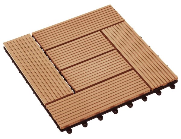 VidaXL Πλακάκια Deck 11 τεμ. Χρώμα Teak 30 x 30 εκ. 1 μ² από WPC