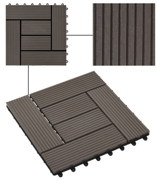 VidaXL Πλακάκια Deck 11 τεμ. Σκούρο Καφέ 30 x 30 εκ. 1 μ² από WPC