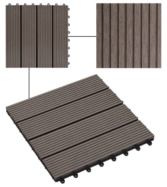 VidaXL Πλακάκια Deck 11 τεμ. Σκούρο Καφέ 30 x 30 εκ. 1 μ² από WPC