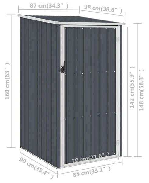 VidaXL Αποθήκη Κήπου Ανθρακί 87 x 98 x 159 εκ. από Γαλβανισμένο Ατσάλι