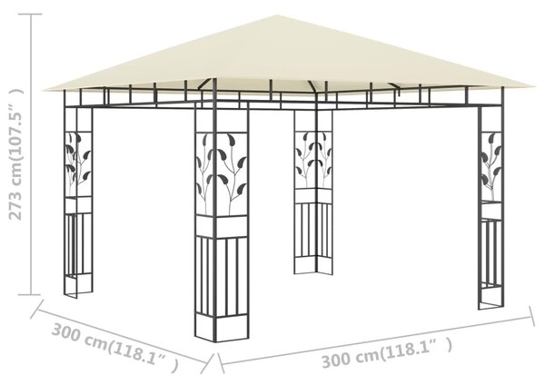 VidaXL Κιόσκι με Αντικουνουπικό Δίχτυ Κρεμ 3x3x2,73 μ. 180 γρ./μ²