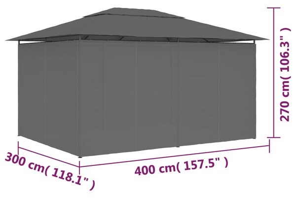 VidaXL Τέντα Εκδηλώσεων Κήπου με Κουρτίνες Ανθρακί 4 x 3 μ