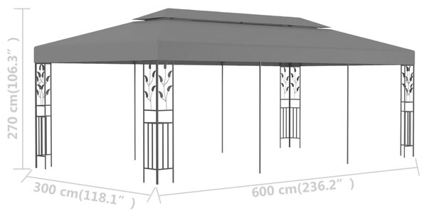 VidaXL Κιόσκι Ανθρακί 3 x 6 μ