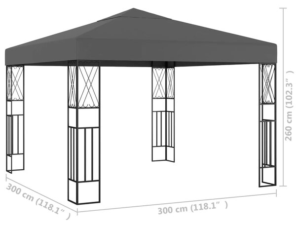 VidaXL Κιόσκι Ανθρακί 3 x 3 μ. Υφασμάτινο