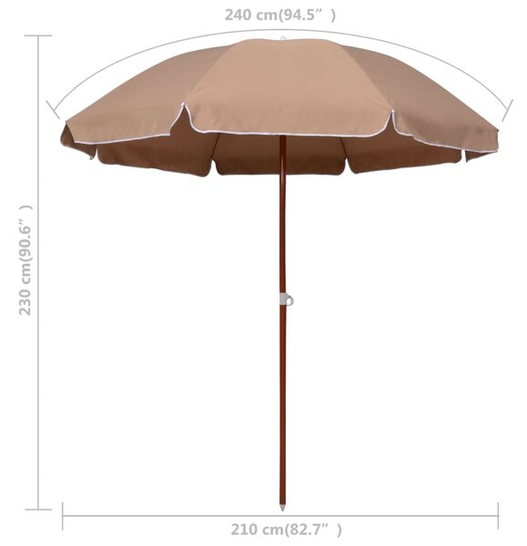 VidaXL Ομπρέλα Κήπου Χρώμα Taupe 240 εκ. με Ατσάλινο Ιστό