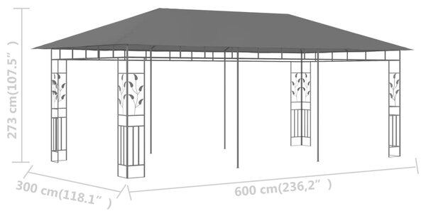 VidaXL Κιόσκι με Αντικουνουπικό Δίχτυ Ανθρακί 6x3x2,73 μ