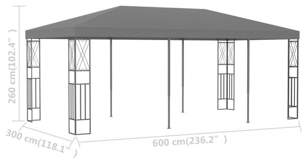 VidaXL Κιόσκι Ανθρακί 3 x 6 μ. Υφασμάτινο