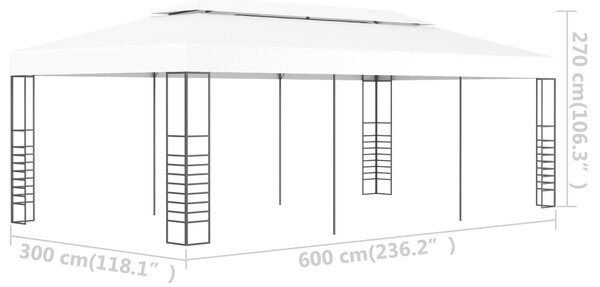 VidaXL Κιόσκι / Τέντα Εκδηλώσεων Λευκό 6 x 3 μ