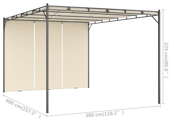 VidaXL Κιόσκι Κήπου Κρεμ 4 x 3 x 2,25 μ. με Πλαϊνή Κουρτίνα