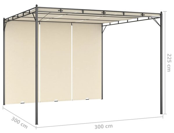 VidaXL Κιόσκι Κήπου Κρεμ 3 x 3 x 2,25 μ. με Πλαϊνή Κουρτίνα