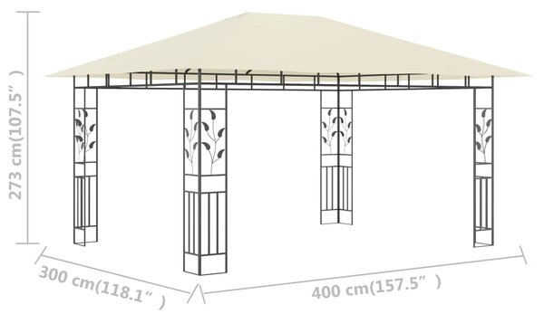 VidaXL Κιόσκι με Αντικουνουπικό Δίχτυ Κρεμ 4x3x2,73 μ. 180 γρ./μ²