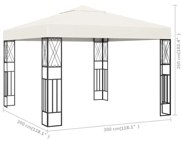 VidaXL Κιόσκι Κρεμ 3 x 3 μ. Υφασμάτινο