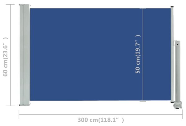 VidaXL Σκίαστρο Πλαϊνό Συρόμενο Βεράντας Μπλε 60 x 300 εκ