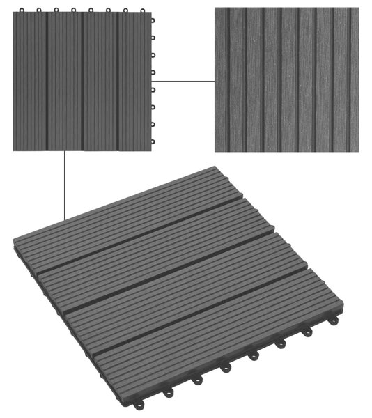 VidaXL Πλακάκια Deck 11 τεμ. Μαύρα 30 x 30 εκ. 1 μ² από WPC