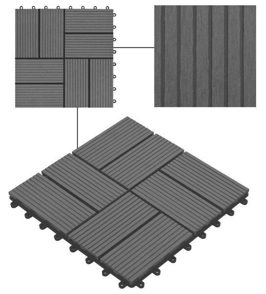 VidaXL Πλακάκια Deck 11 τεμ. Μαύρα 30 x 30 εκ. 1 μ² από WPC