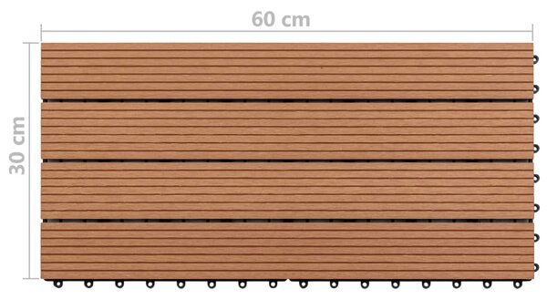 VidaXL Πλακάκια 6 τεμ. Καφέ 1 μ² / 60 x 30 εκ. από WPC