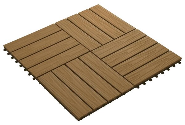 VidaXL Πλακάκια Deck 11 τεμ. Ανάγλυφα Χρώμα Teak 30x30 εκ. 1 μ² WPC