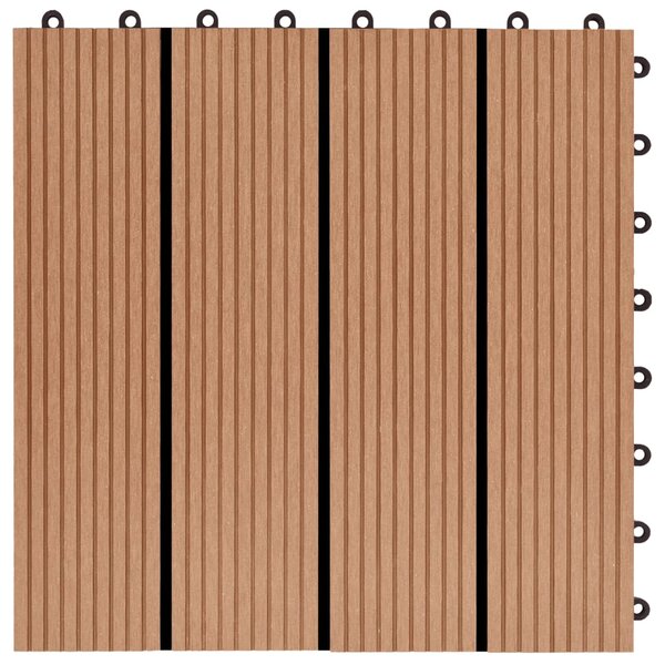 VidaXL Πλακάκια Deck 11 τεμ. Χρώμα Teak 30 x 30 εκ. 1 μ² από WPC