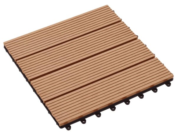 VidaXL Πλακάκια Deck 11 τεμ. Χρώμα Teak 30 x 30 εκ. 1 μ² από WPC