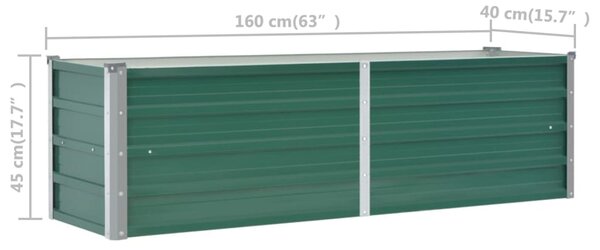 VidaXL Ζαρντινιέρα Υπερυψωμένη Πράσινη 160x40x45 εκ. Γαλβαν. Χάλυβας