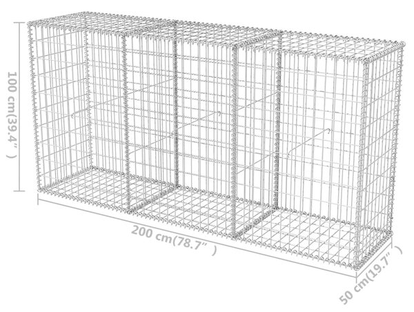 VidaXL Συρματοκιβώτιο 200 x 50 x 100 εκ. από Γαλβανισμένο Χάλυβα