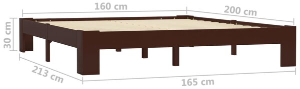 VidaXL Πλαίσιο Κρεβατιού Σκούρο Καφέ 160 x 200 εκ. Μασίφ Ξύλο Πεύκου