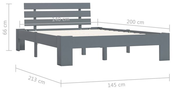 VidaXL Πλαίσιο Κρεβατιού Γκρι 140 x 200 εκ. από Μασίφ Ξύλο Πεύκου