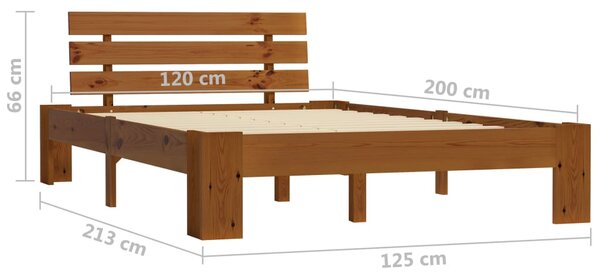 VidaXL Πλαίσιο Κρεβατιού Καφέ Μελί 120 x 200 εκ. Μασίφ Ξύλο Πεύκου