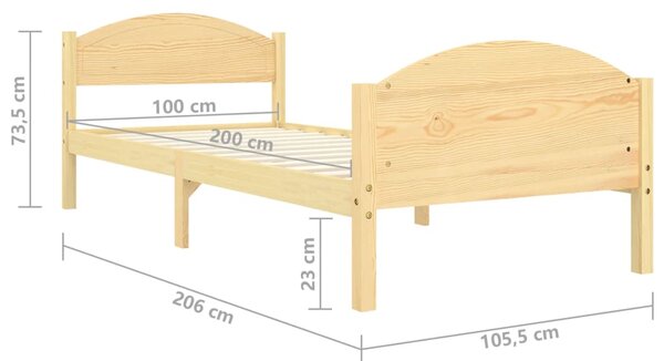 VidaXL Πλαίσιο Κρεβατιού 100 x 200 εκ. από Μασίφ Ξύλο Πεύκου